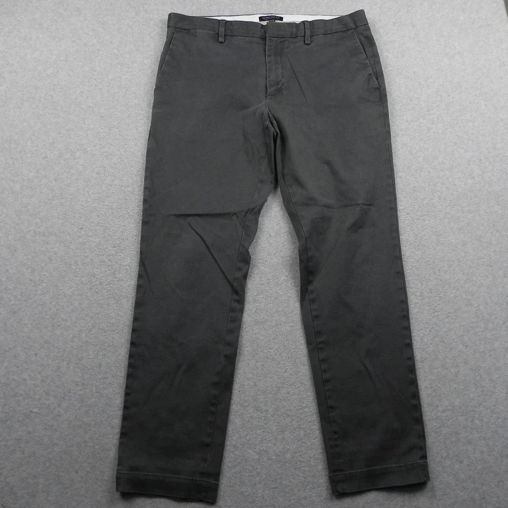 Banana Republic Chino Pants Mens 35x32 Fulton Skinny Fit Gray Stretch Trousers